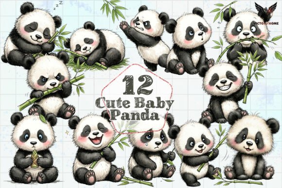 Download Cute Baby Panda Clipart PNG - Art Collection