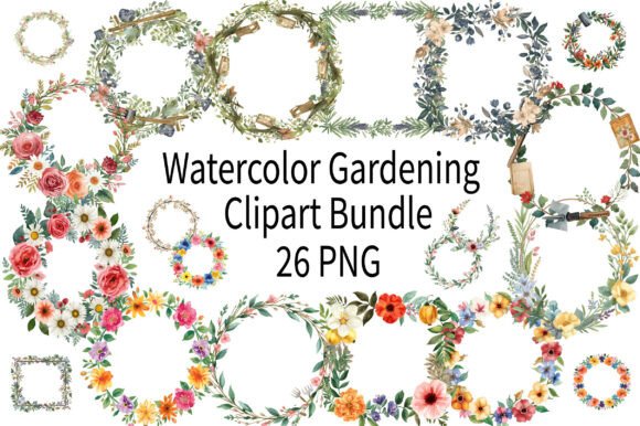 Download Watercolor Floral Wreath Clipart Bundle - Art Collection