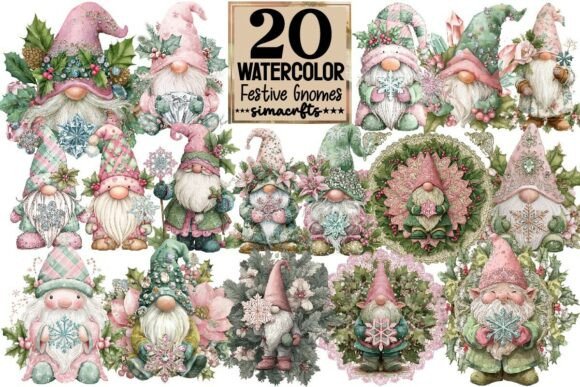 Download Watercolor Festive Gnomes Collection PNG - Gnomes Collection