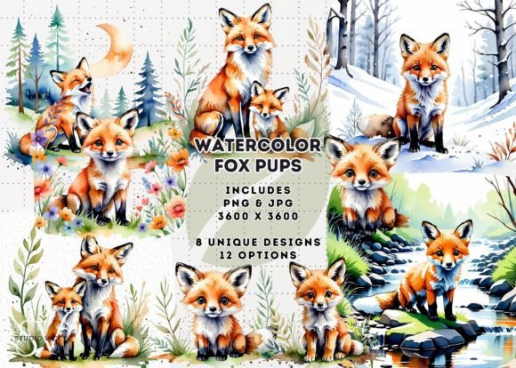 Download Watercolor Cute Baby Fox Clipart - Art Collection