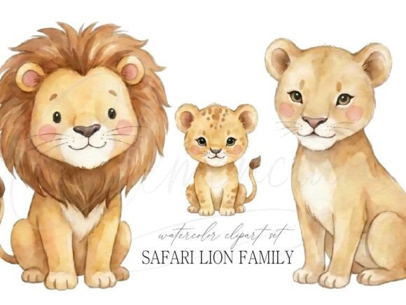 Download Safari Lion Family Clipart PNG Set - Art Collection