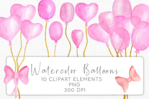 Download Watercolor Pink Balloons Clipart Set - Art Collection
