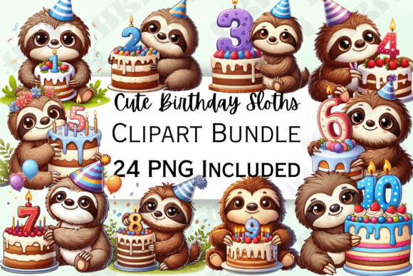 Download Cute Birthday Sloth Clipart - Art Collection