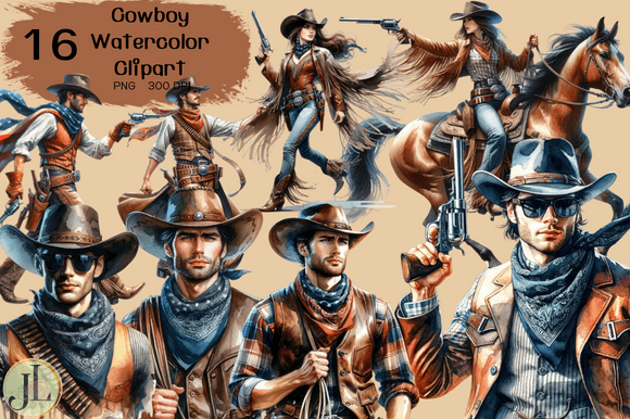 Download Cowboy Watercolor Clipart - Art Collection