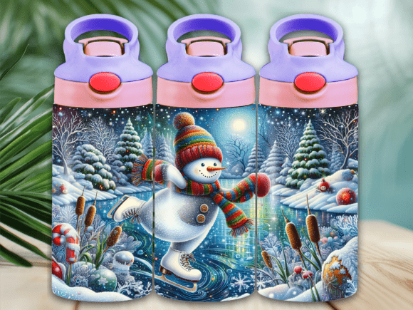 Download Winter Snowman Art Flip Top Kids Tumbler - Art Collection