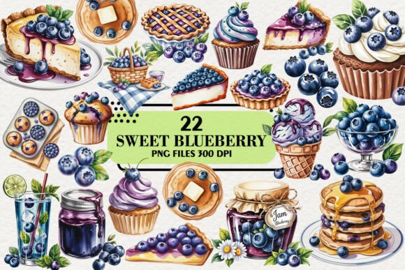 Download Kawaii Sweet Blueberry Clipart Bundle - Art Collection