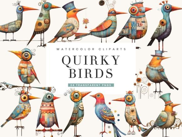 Download Whimsical Quirky Bird Clipart Bundle - Art Collection