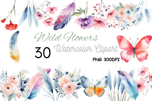 Download Watercolor Wild Floral Clipart - Art Collection