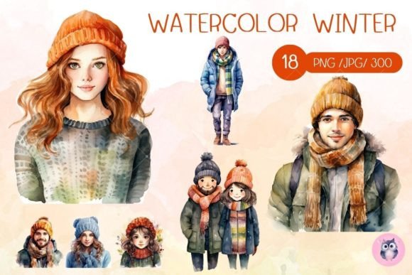Download Watercolor Winter Clipart PNG/JPG Set - Art Collection