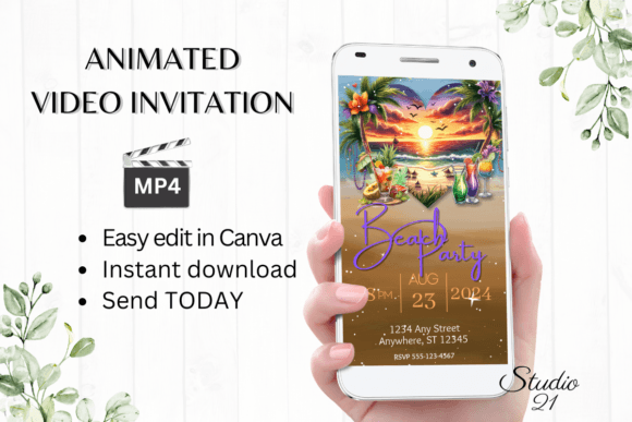 Download Animated Beach Party Invitation - Art Collection