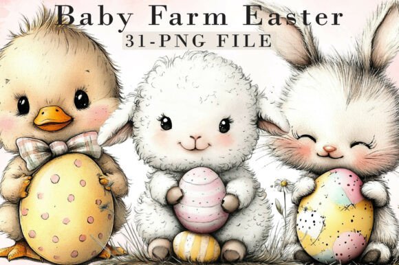Download Whimsical Baby Farm Easter Clipart - Art Collection