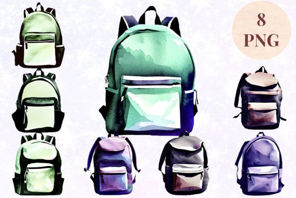 Download Backpack Watercolor 18 Clipart PNG - Art Collection