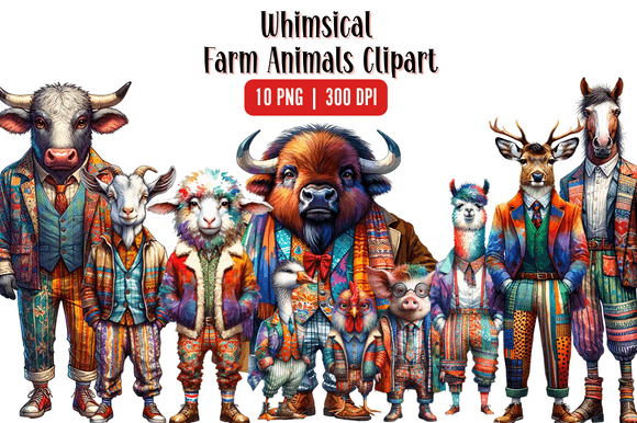 Download Watercolor Whimsical Farm Animal Clipart - Art Collection