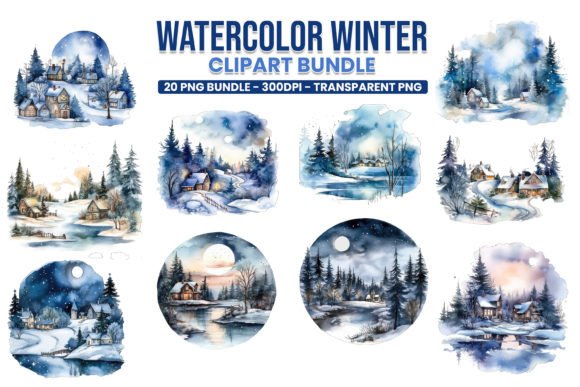 Download Watercolor Winter Clipart Png Bundle - Art Collection