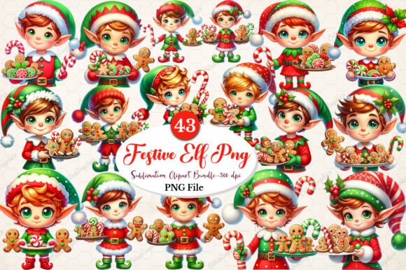 Download Watercolor Festive Elf Clipart Bundle. - Art Collection