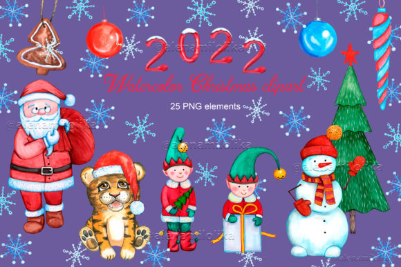 Download Watercolor Christmas Clipart. Santa, Elf - Art Collection