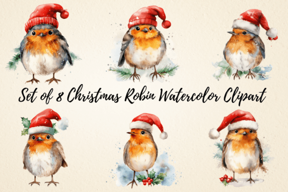 Download Christmas Robin Watercolor Clipart - Art Collection