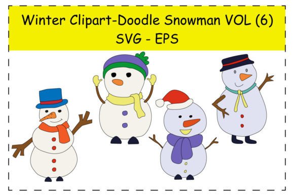 Download Cartoon Winter Snowman Clipart Set - Art Collection