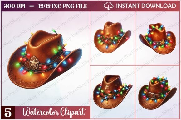 Download Watercolor Christmas Cowboy Hat Clipart - Art Collection