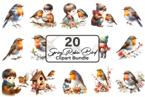 Download Robin Bird Watercolor Clipart Bundle - Art Collection