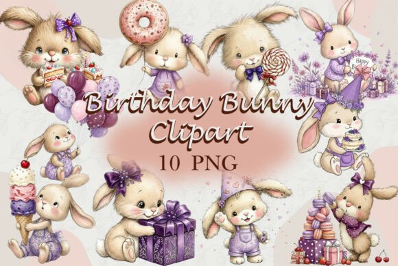 Download Cute Birthday Bunny Clipart PNG - Art Collection