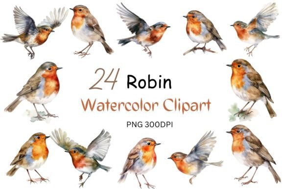 Download Watercolor Robin Clipart Sublimation - Art Collection