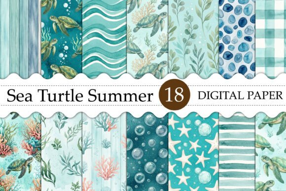 Download Sea Turtle Summer Seamless Pattern - Summer Collection