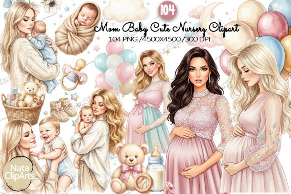 Download Mom Baby Cute Nursery Clipart - Art Collection