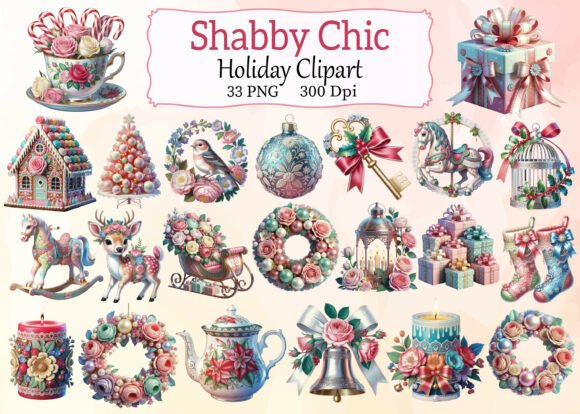 Download Shabby Chic Holiday Clipart Bundle - Art Collection