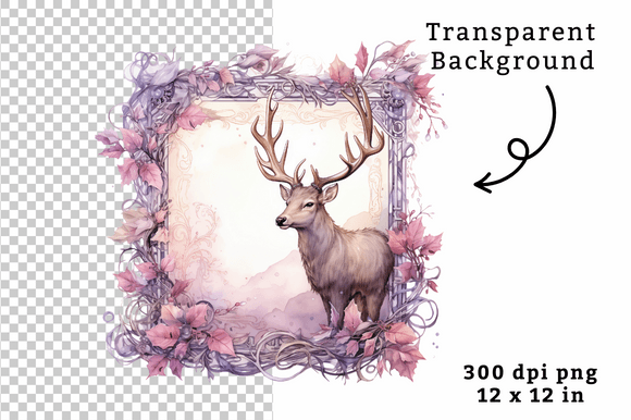 Download Vintage Watercolor Reindeer Clipart PNG - Art Collection