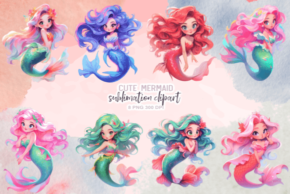 Download Cute Mermaid Sublimation Clipart - Art Collection