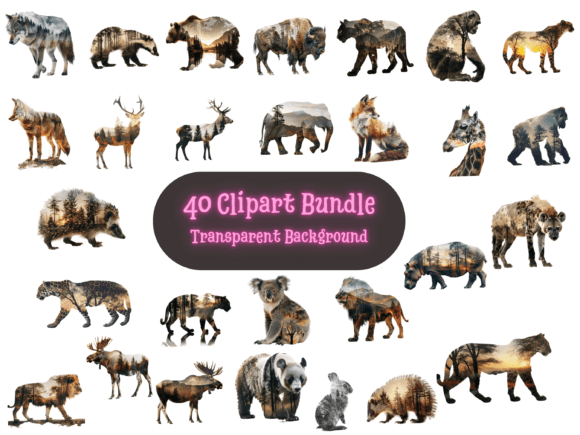 Download Double Exposure Wildlife Clipart Bundle - Art Collection
