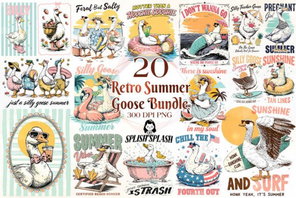 Download Retro Summer Silly Goose PNG Bundle - Summer Collection