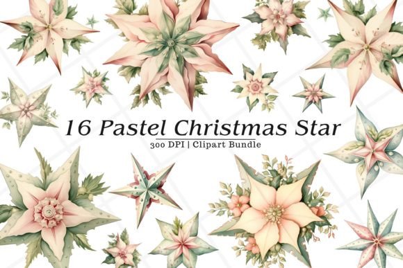 Download Pastel Christmas Star Watercolor Clipart - Art Collection