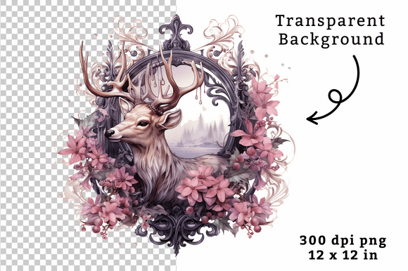 Download Christmas Watercolor Reindeer Clipart PN - Art Collection