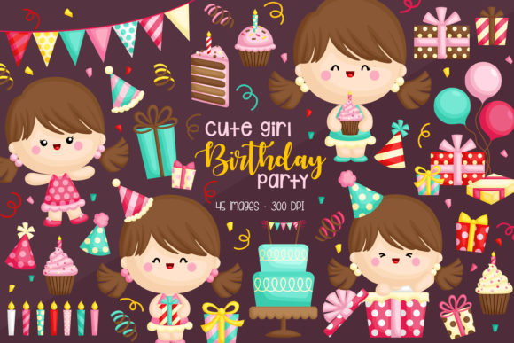 Download Cute Birthday Girl Clipart - Art Collection