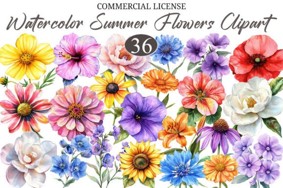 Download Whimsical Summer Flowers Clipart PNG - Summer Collection