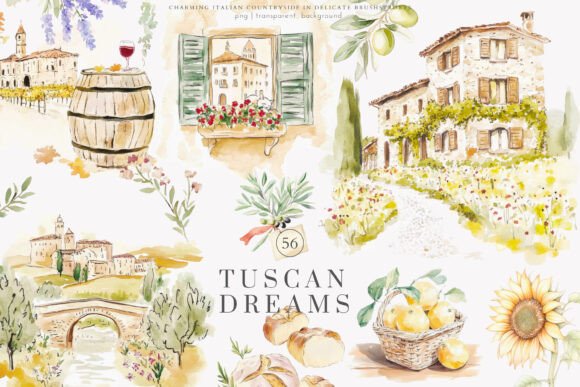 Download Tuscan Clipart Italian Watercolor Png - Art Collection
