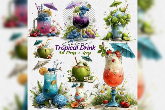 Download Whimsical Tropical Drink Clipart Set - Art Collection