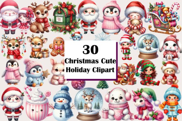 Download Christmas Cute Holiday Clipart Bundle - Art Collection