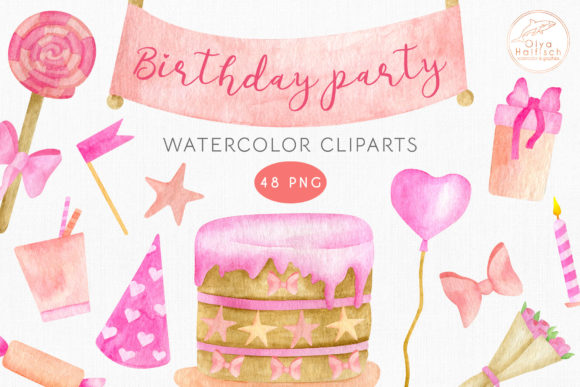 Download Birthday Party Watercolor Clipart Set - Art Collection