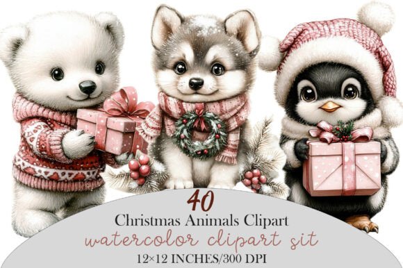 Download Christmas Winter Animals Clipart Bundle - Art Collection