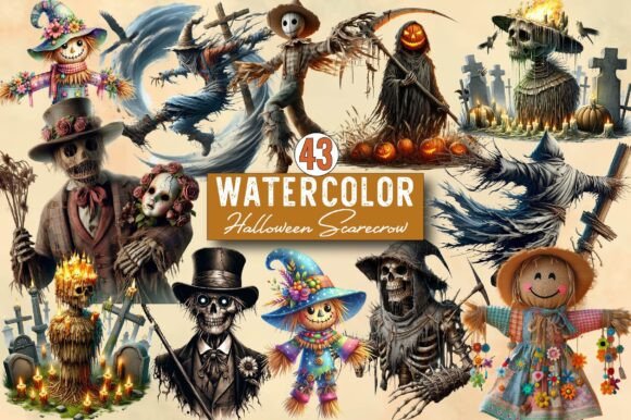 Download Halloween Scarecrow Watercolor Clipart - Art Collection