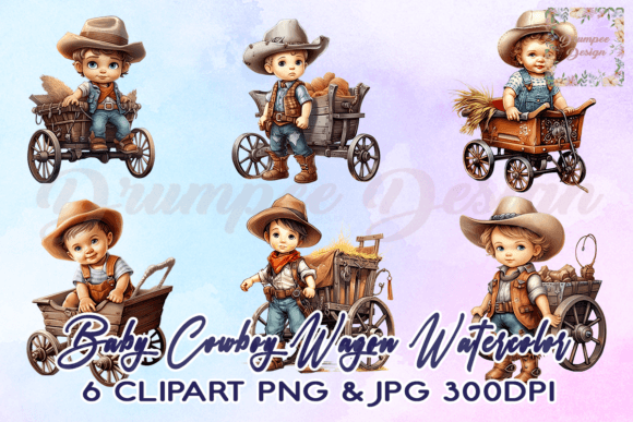 Download Baby Cowboy Wagon Watercolor Clipart - Art Collection