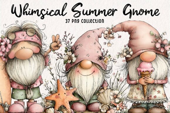 Download Whimsical Summer Gnome Clipart Bundle - Summer Collection