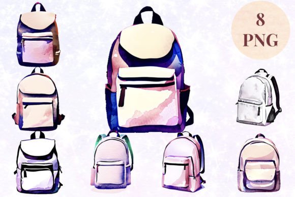 Download Backpack Watercolor 14 Clipart PNG - Art Collection