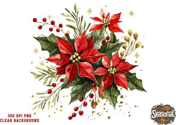 Download Christmas Red Floral Bouquet Clipart - Art Collection